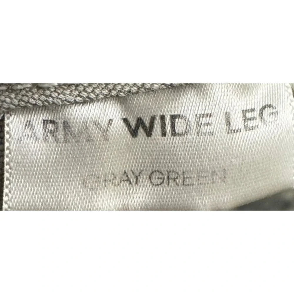 AMO Easy Army Wide Leg Cropped Cotton Pants Size 27 Button Fly Cray Green - Picture 12 of 13